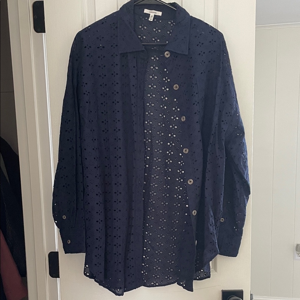 Maurices Dark Blue Eyelet Shirt Jacket